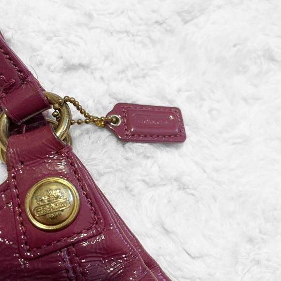 COACH Mia Patent Mini Maggie Raspberry Patent Leather Small Hobo Y2K Handbag - Picture 3 of 7